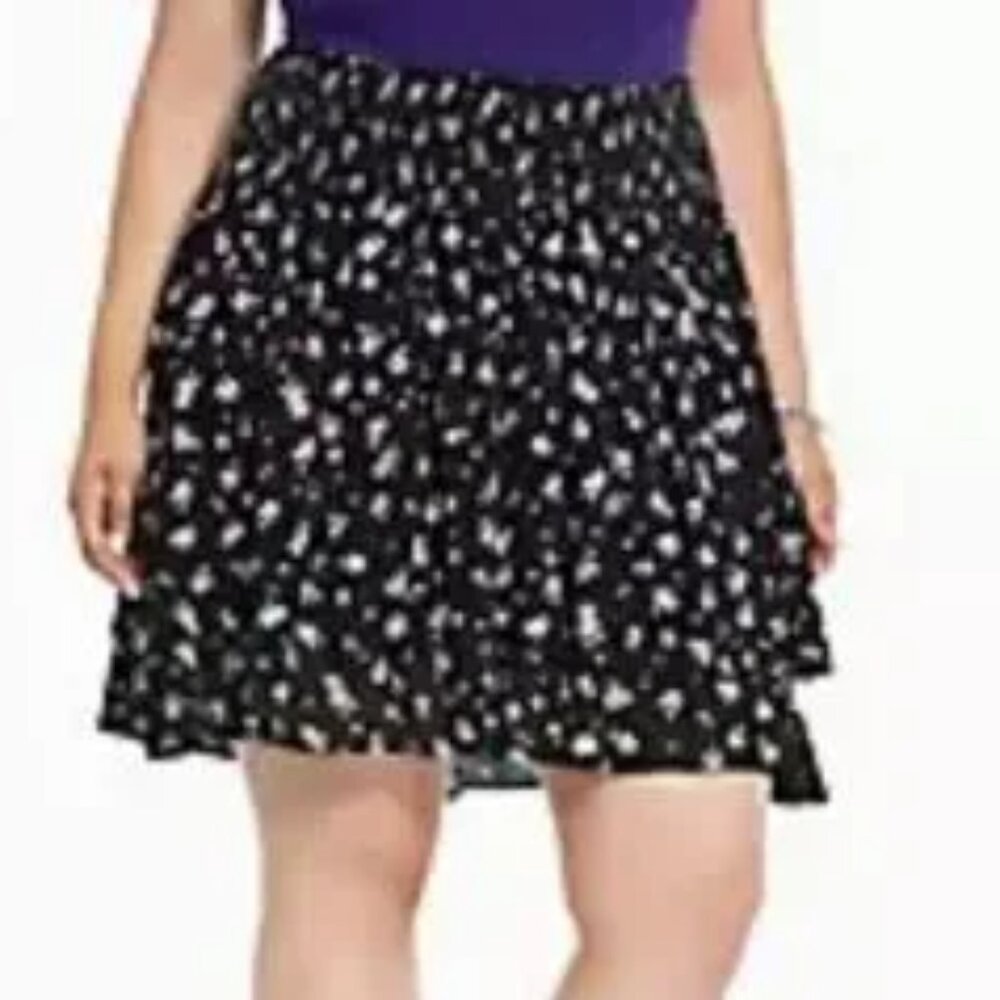 TORRID black and pink floral smocked layered skater skirt